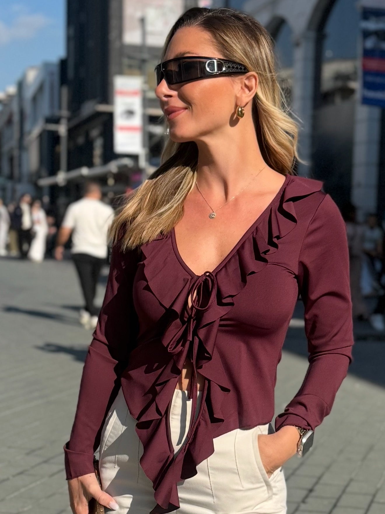 Ελαστική μπλούζα μπορντό